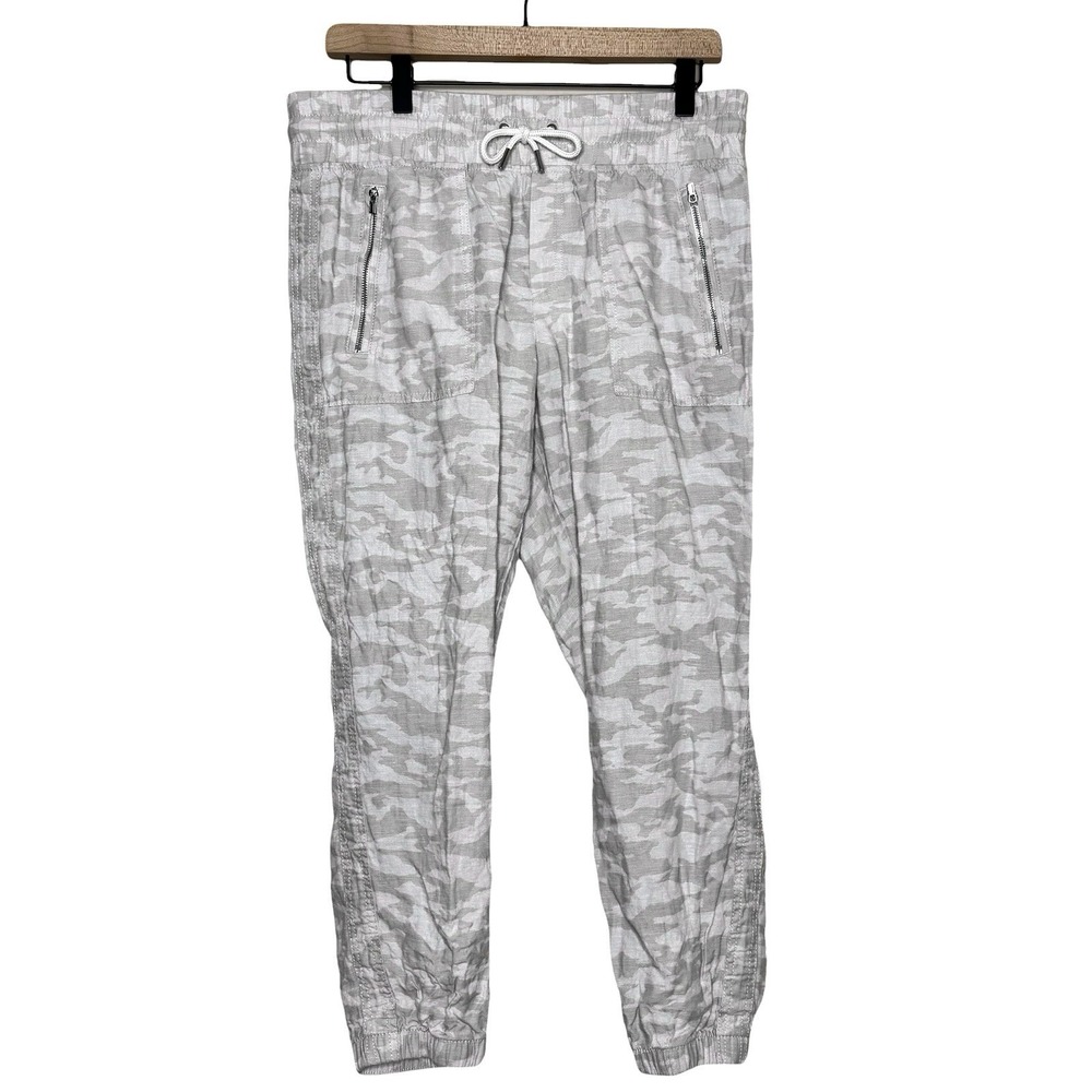 Athleta Women's Cabo Tide Linen Jogger Pants Size 8P 100% Linen Camo Print - Picture 1 of 6
